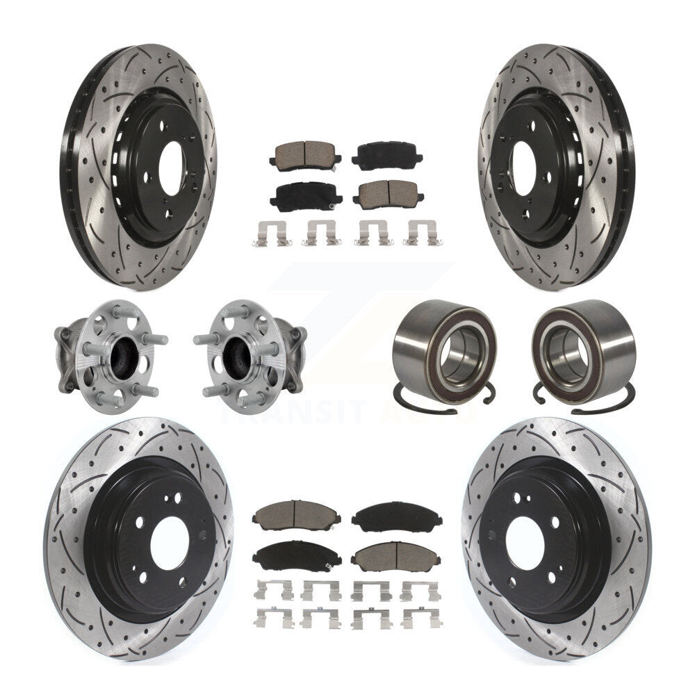Front Rear Hub Bearing Coated Disc Brake Rotors And Ceramic Pads Kit (10Pc) For Acura MDX KBB-130916