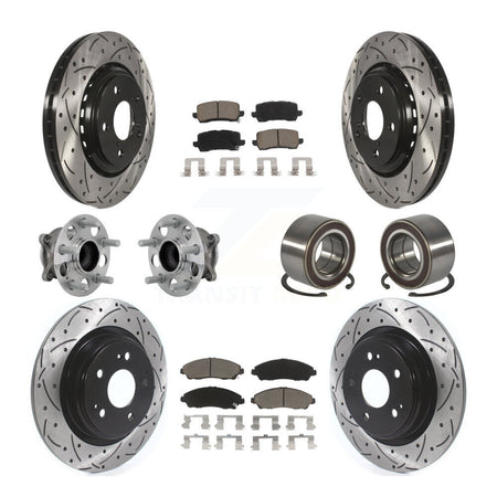Front Rear Hub Bearing Coated Disc Brake Rotors And Ceramic Pads Kit (10Pc) For Acura MDX KBB-130916