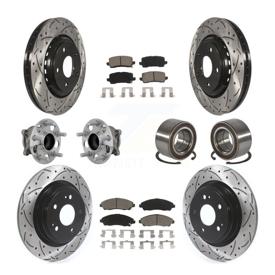 Front Rear Hub Bearing Coated Disc Brake Rotors And Ceramic Pads Kit (10Pc) For Acura MDX KBB-130916