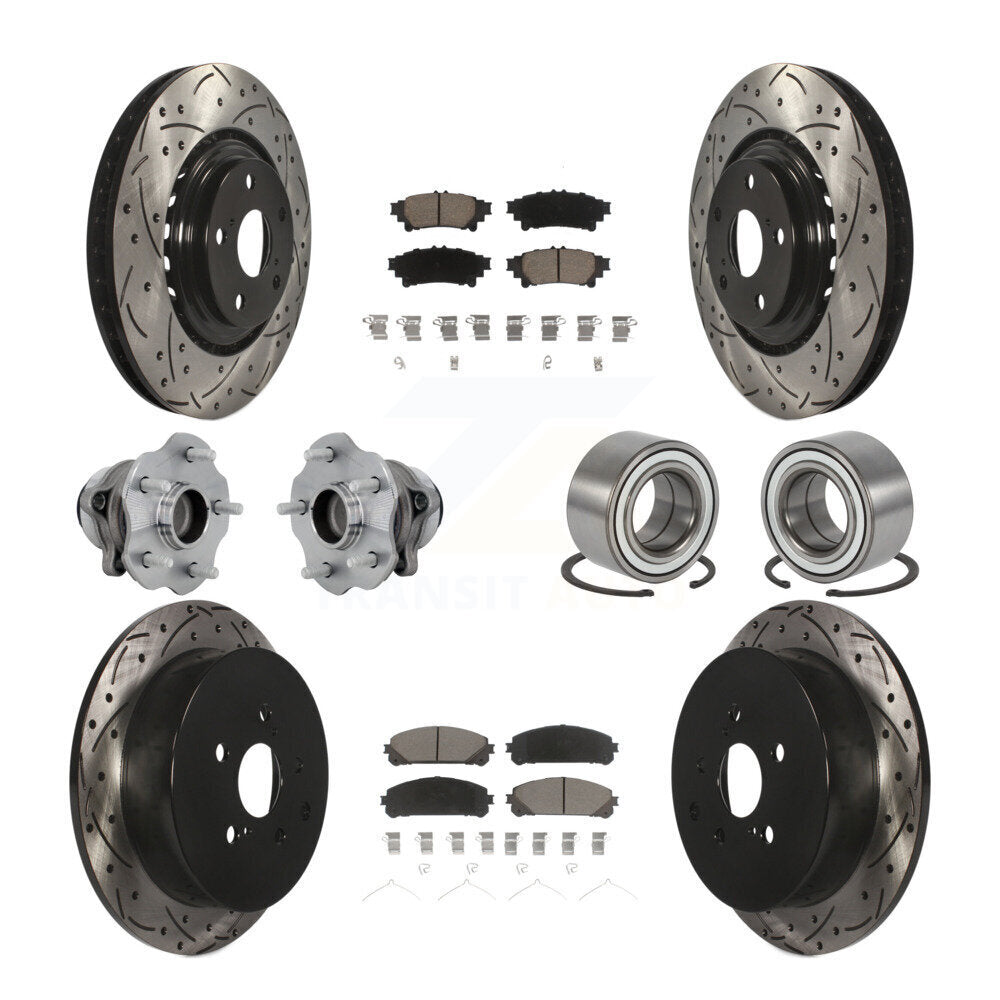 Front Rear Hub Bearing Coat Brake Rotor Pads Kit (10Pc) For Toyota Highlander Lexus RX350 KBB-130917