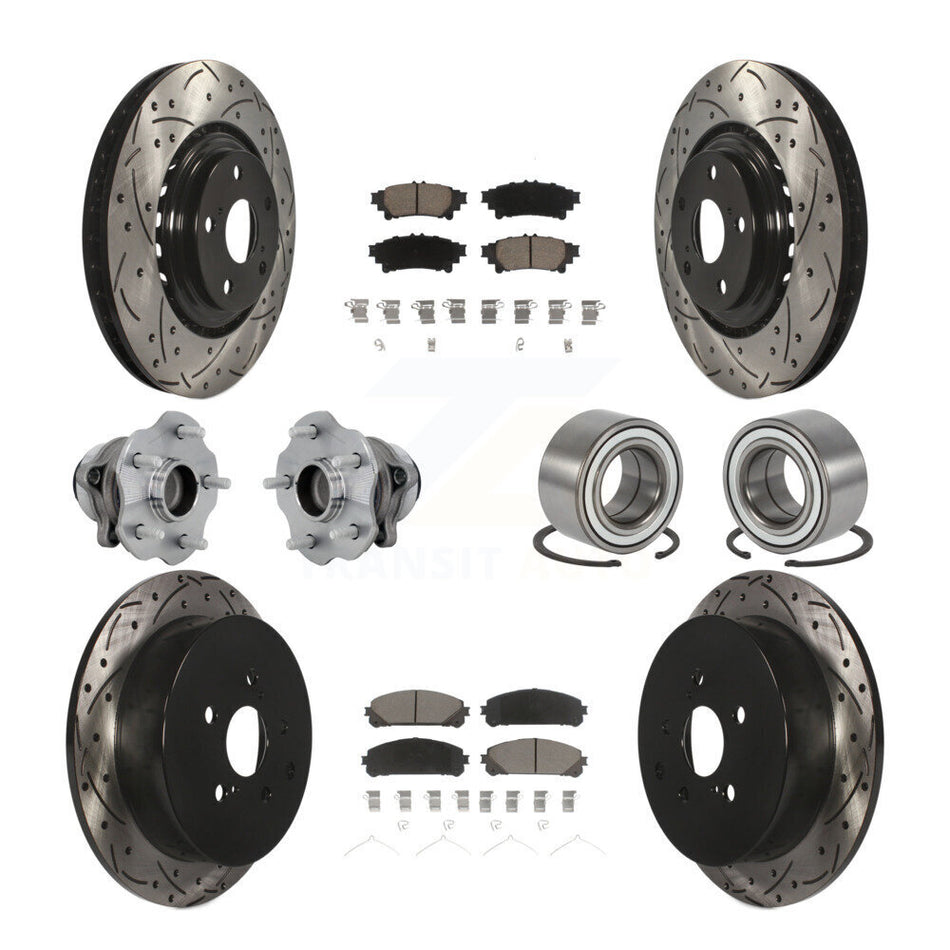 Front Rear Hub Bearing Coat Brake Rotor Pads Kit (10Pc) For Toyota Highlander Lexus RX350 KBB-130917