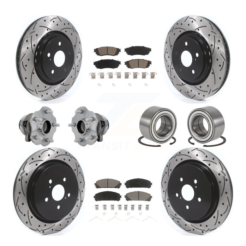 Front Rear Hub Bearing Coated Disc Brake Rotor & Pads Kit (10Pc) For 2016 Lexus RX350 FWD KBB-130918