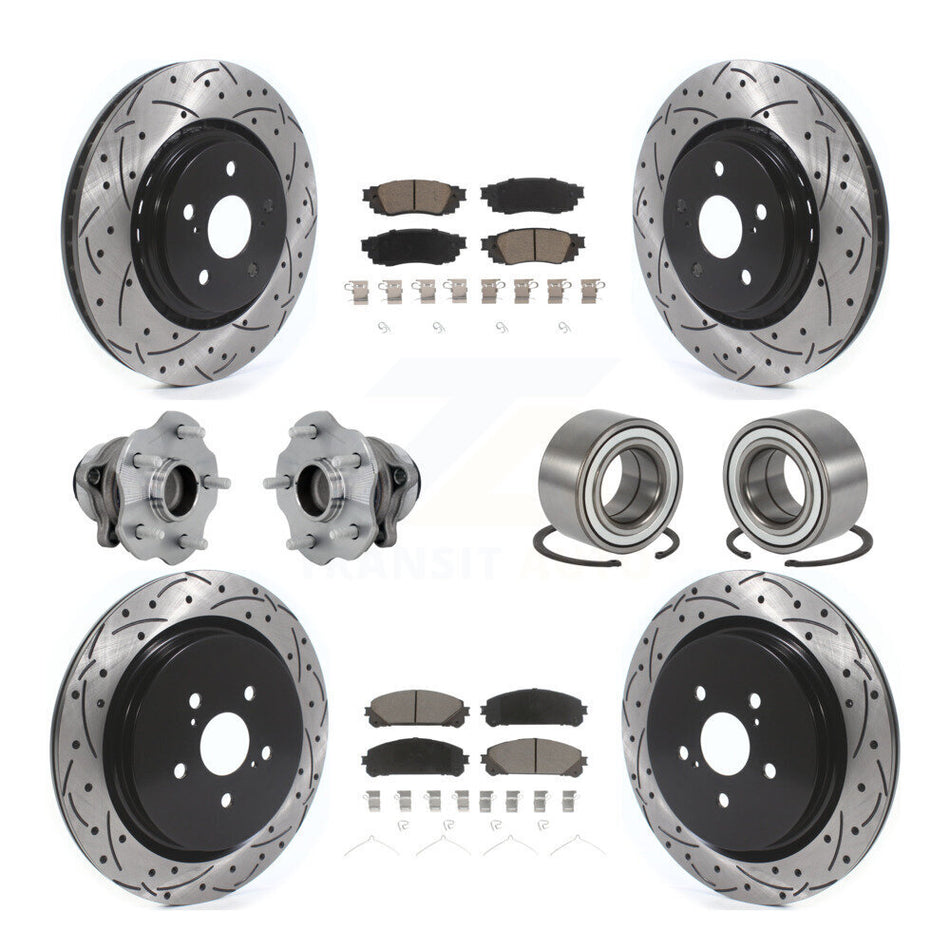 Front Rear Hub Bearing Coated Disc Brake Rotor & Pads Kit (10Pc) For 2016 Lexus RX350 FWD KBB-130918