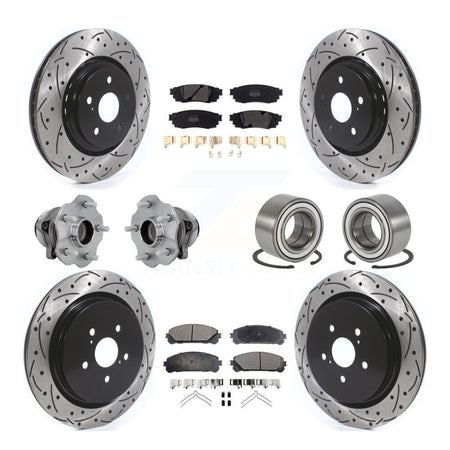 Front Rear Hub Bearing Coated Disc Brake Rotor & Pads Kit (10Pc) For 2016 Lexus RX350 FWD KBB-130920