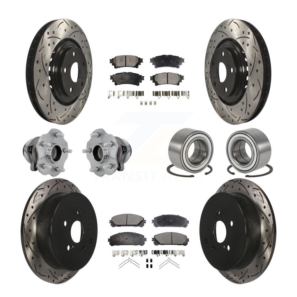 Front Rear Hub Bearing Coat Brake Rotor Pads Kit (10Pc) For Toyota Highlander Lexus RX350 KBB-130921