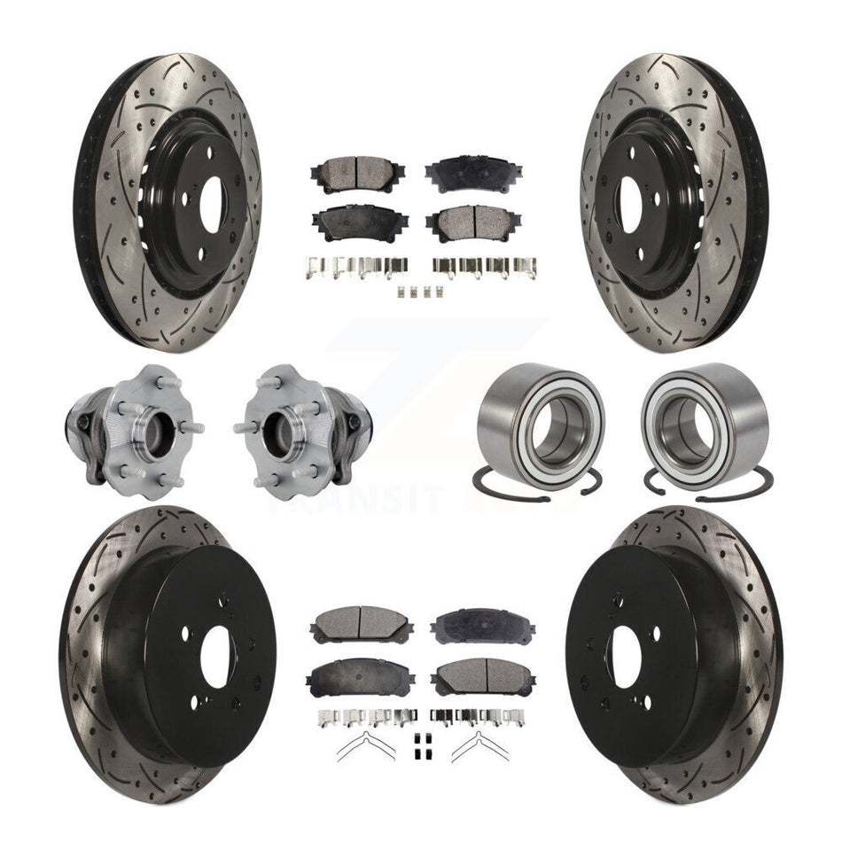 Front Rear Hub Bearing Coat Brake Rotor Pads Kit (10Pc) For Toyota Highlander Lexus RX350 KBB-130921