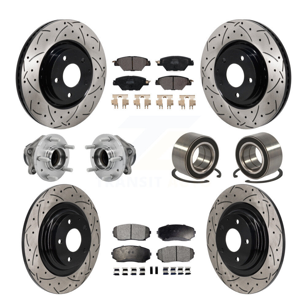 Front Rear Hub Bearing Coated Brake Rotor And Pad Kit (10Pc) For 2016-2018 Mazda CX-9 FWD KBB-130922