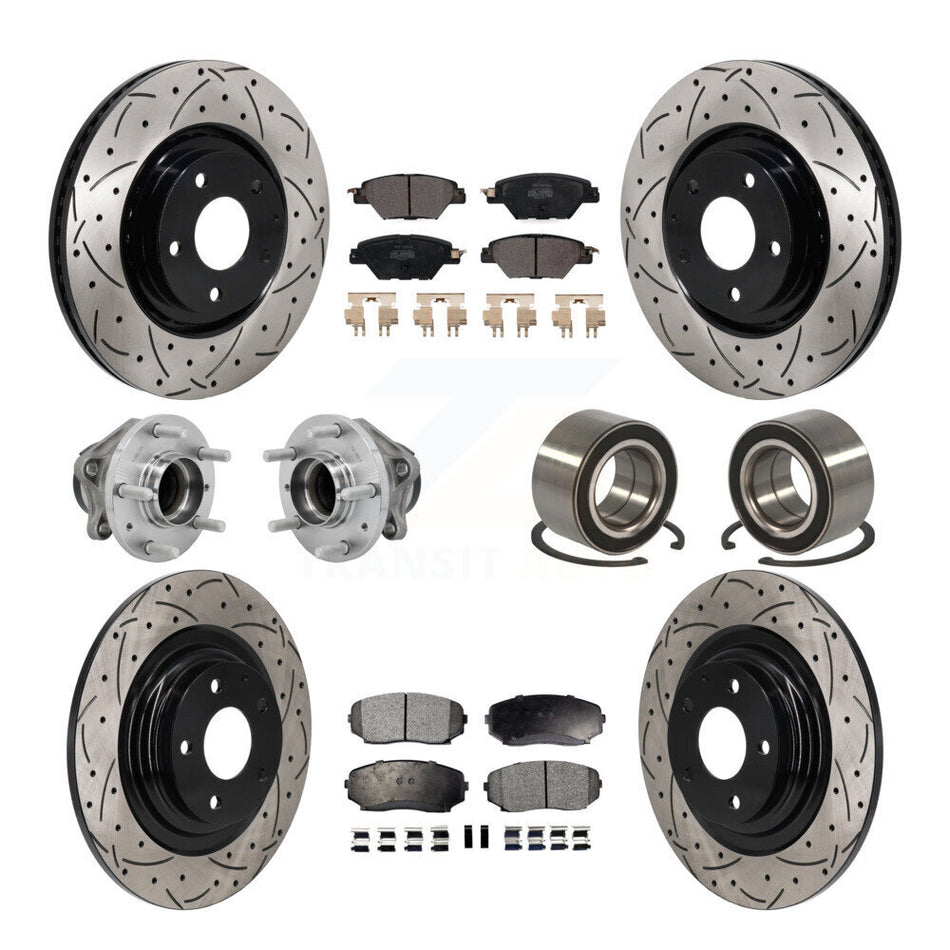 Front Rear Hub Bearing Coated Brake Rotor And Pad Kit (10Pc) For 2016-2018 Mazda CX-9 FWD KBB-130922