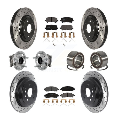 Front Rear Hub Bearing Coated Brake Rotor & Pads Kit (10Pc) For 2016-2022 Honda Pilot FWD KBB-130923