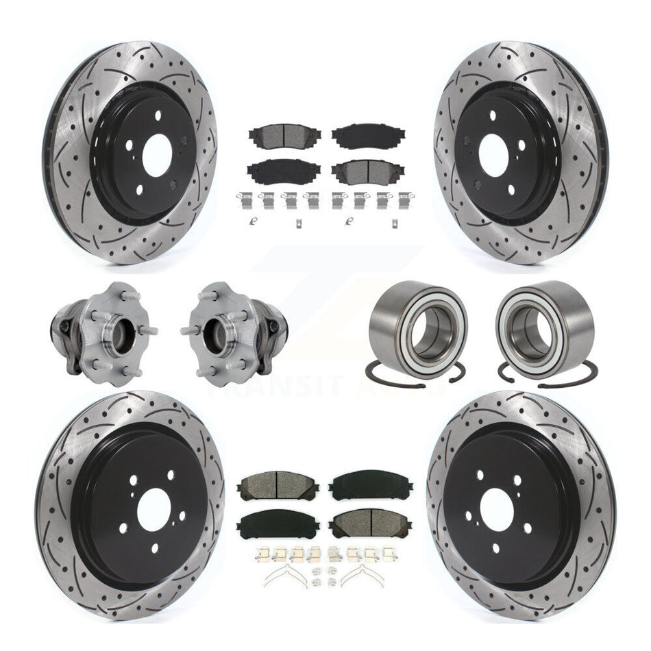 Front Rear Hub Bearing Coated Disc Brake Rotor & Pads Kit (10Pc) For 2016 Lexus RX350 FWD KBB-130927