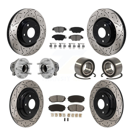 Front Rear Hub Bearing Coated Brake Rotor And Pad Kit (10Pc) For 2016-2018 Mazda CX-9 FWD KBB-130928