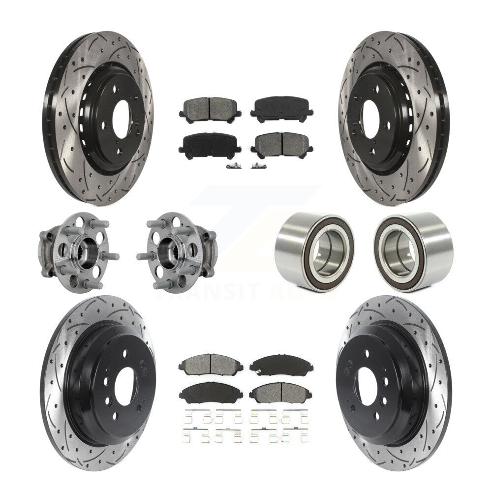 Front Rear Hub Bearing Coat Brake Rotor Pads Kit (10Pc) For 2017-2019 Honda Ridgeline AWD KBB-130931