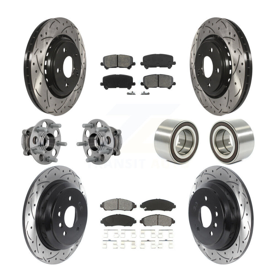 Front Rear Hub Bearing Coat Brake Rotor Pads Kit (10Pc) For 2017-2019 Honda Ridgeline AWD KBB-130931