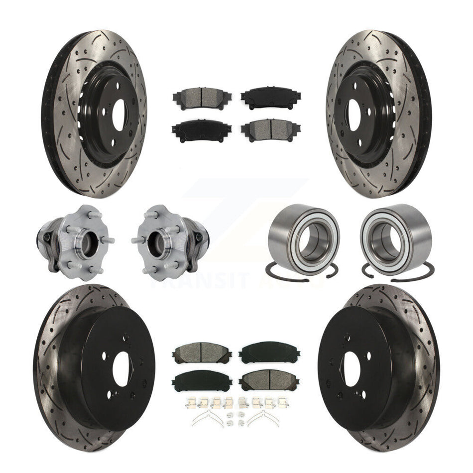 Front Rear Hub Bearing Coat Brake Rotor Pads Kit (10Pc) For Toyota Highlander Lexus RX350 KBB-130932