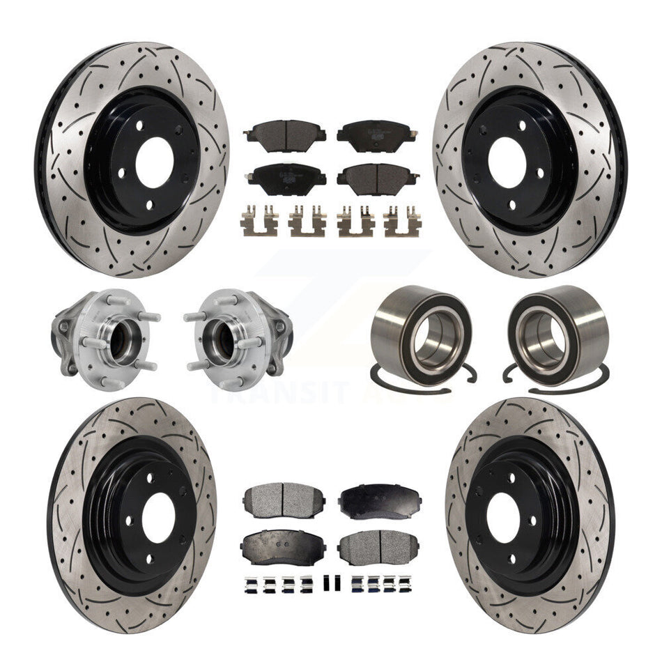 Front Rear Hub Bearing Coated Brake Rotor And Pad Kit (10Pc) For 2016-2018 Mazda CX-9 FWD KBB-130935