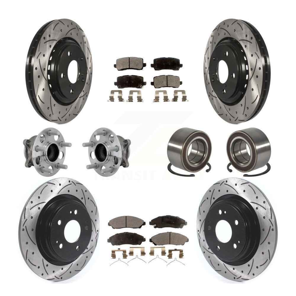 Front Rear Hub Bearing Coated Disc Brake Rotors And Ceramic Pads Kit (10Pc) For Acura MDX KBB-130939