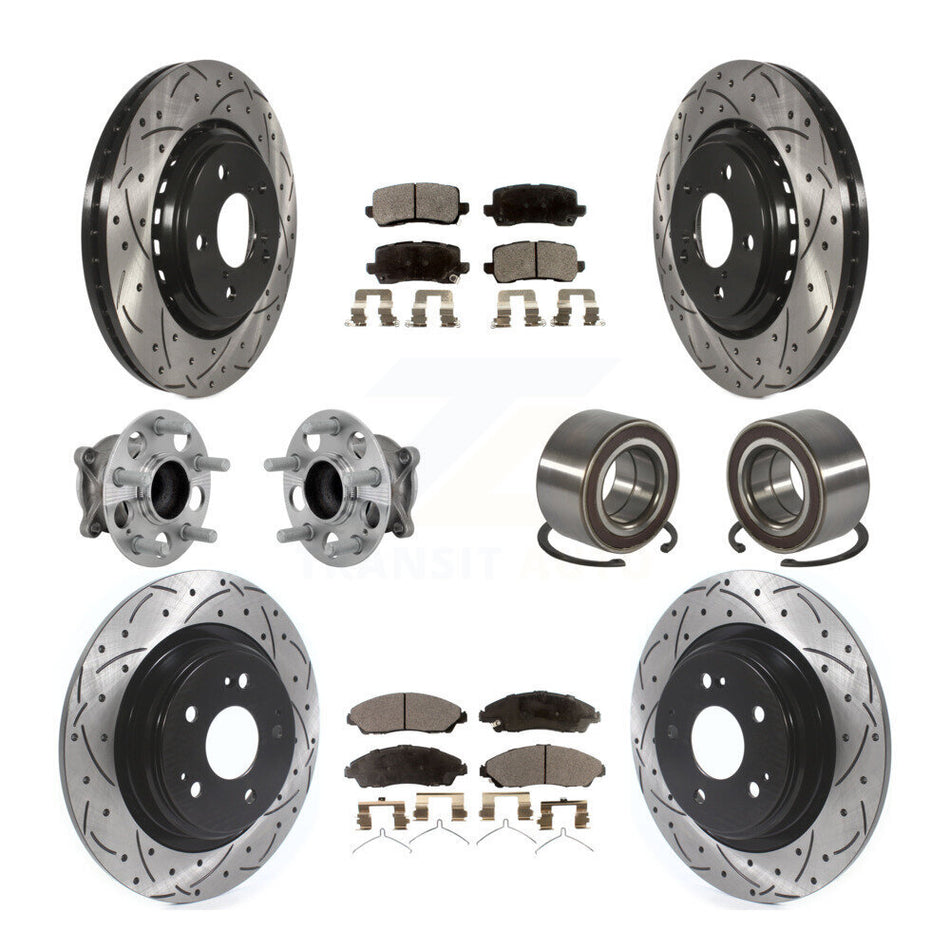 Front Rear Hub Bearing Coated Disc Brake Rotors And Ceramic Pads Kit (10Pc) For Acura MDX KBB-130939