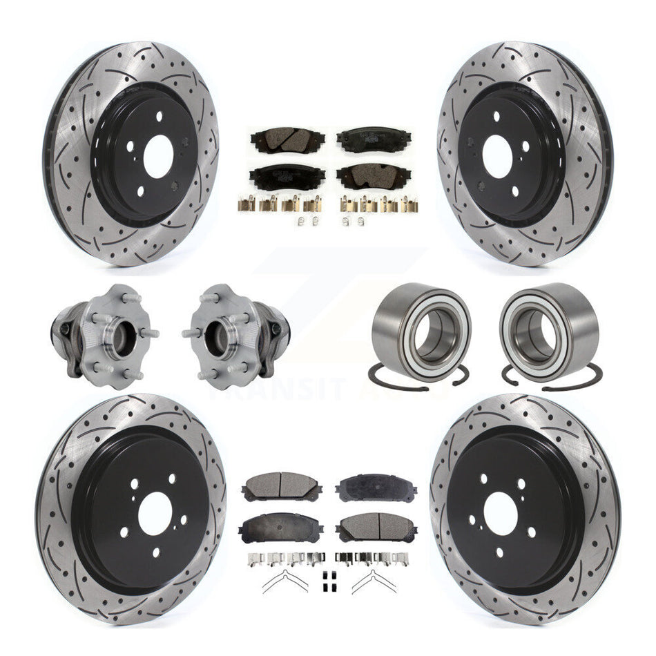 Front Rear Hub Bearing Coated Disc Brake Rotor & Pads Kit (10Pc) For 2016 Lexus RX350 FWD KBB-130941
