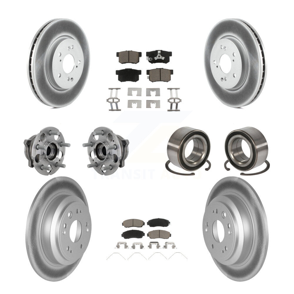 Front Rear Hub Bearing Coated Brake Rotor & Pad Kit (10Pc) For Honda Crosstour Accord AWD KBB-130946