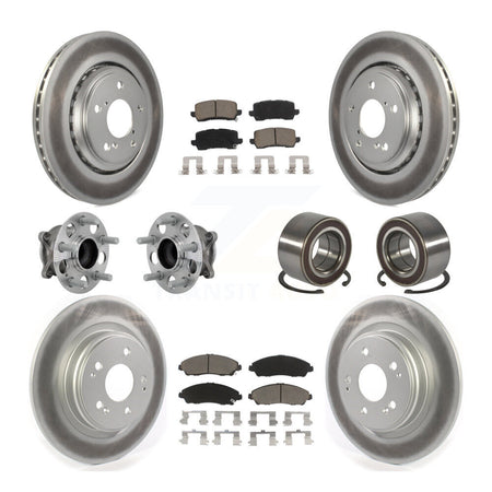Front Rear Hub Bearing Coated Disc Brake Rotors And Ceramic Pads Kit (10Pc) For Acura MDX KBB-130950