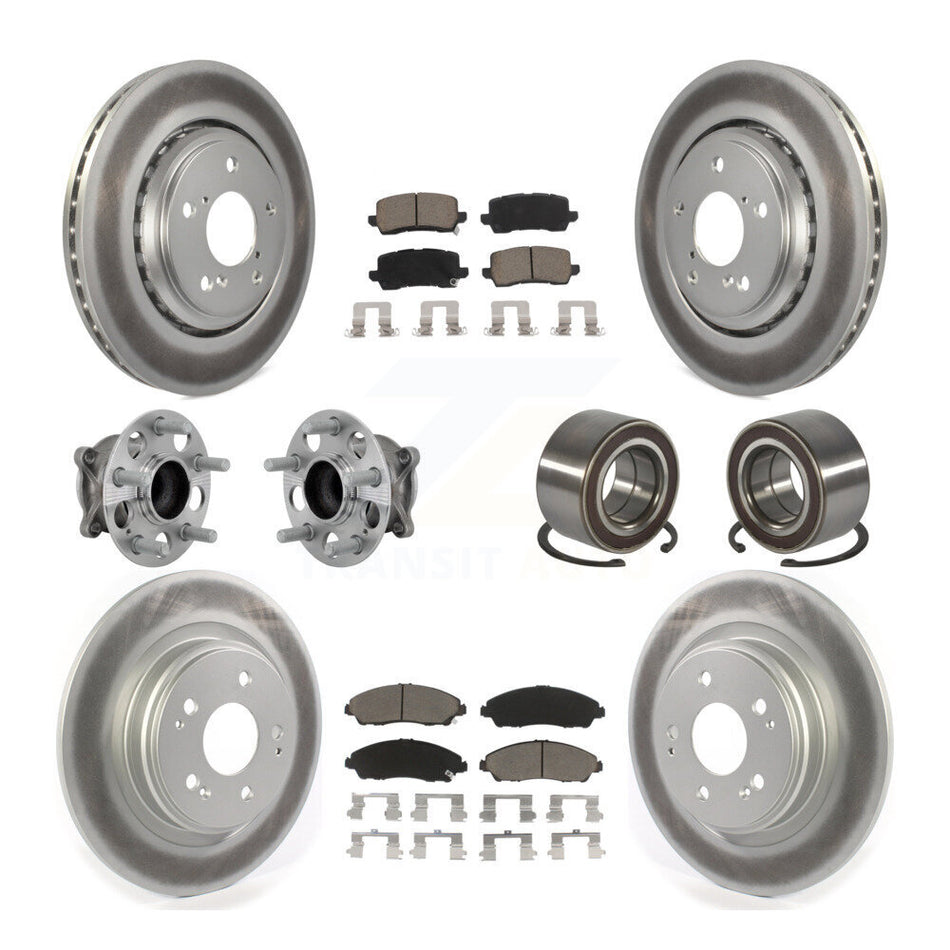 Front Rear Hub Bearing Coated Disc Brake Rotors And Ceramic Pads Kit (10Pc) For Acura MDX KBB-130950