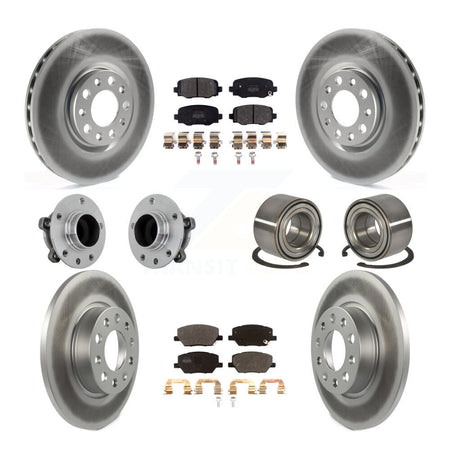Front Rear Hub Bearing Coated Disc Brake Rotor Pad Kit (10Pc) For 2016-2018 Fiat 500X FWD KBB-130955