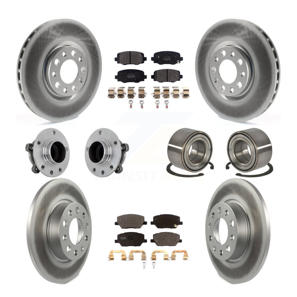 Front Rear Hub Bearing Coated Disc Brake Rotor Pad Kit (10Pc) For 2016-2018 Fiat 500X FWD KBB-130955