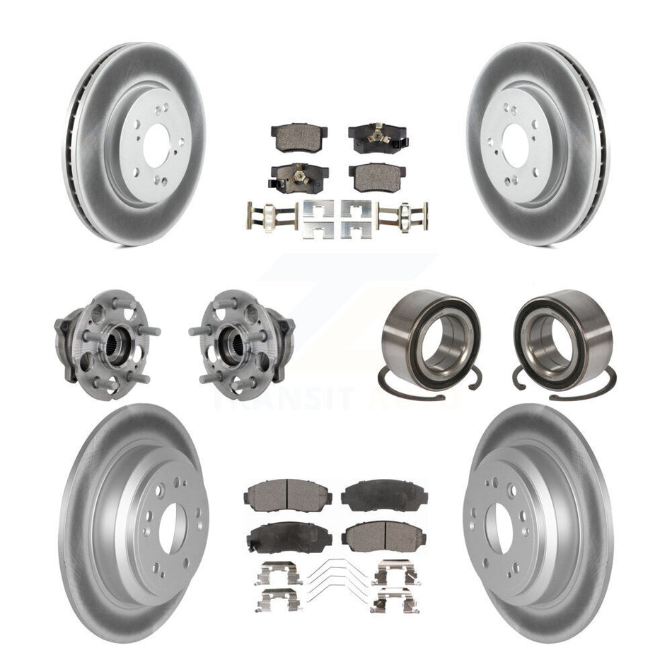 Front Rear Hub Bearing Coated Brake Rotor & Pad Kit (10Pc) For Honda Crosstour Accord AWD KBB-130957