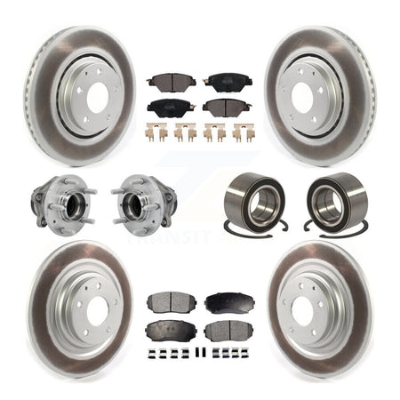 Front Rear Hub Bearing Coated Brake Rotor And Pad Kit (10Pc) For 2016-2018 Mazda CX-9 FWD KBB-130959