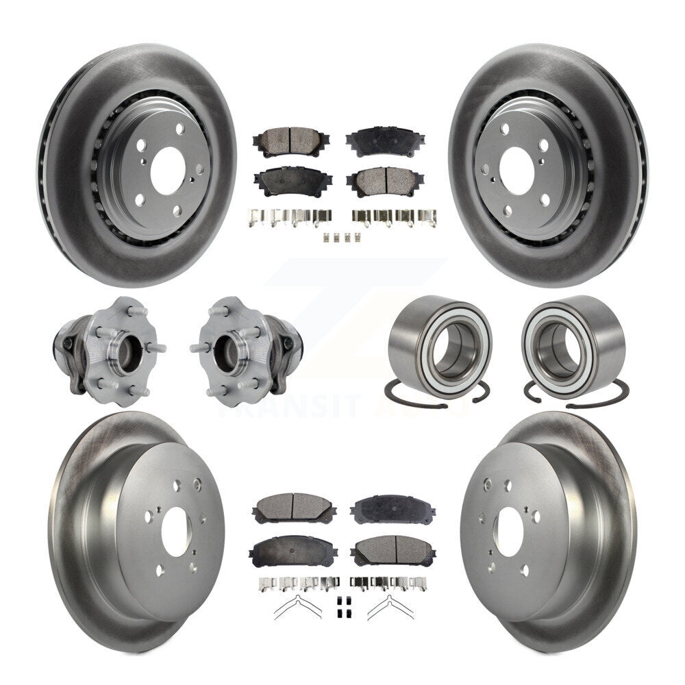 Front Rear Hub Bearing Coat Brake Rotor Pads Kit (10Pc) For Toyota Highlander Lexus RX350 KBB-130960