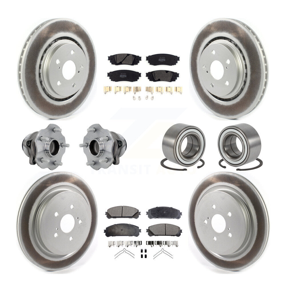 Front Rear Hub Bearing Coated Disc Brake Rotor & Pads Kit (10Pc) For 2016 Lexus RX350 FWD KBB-130961