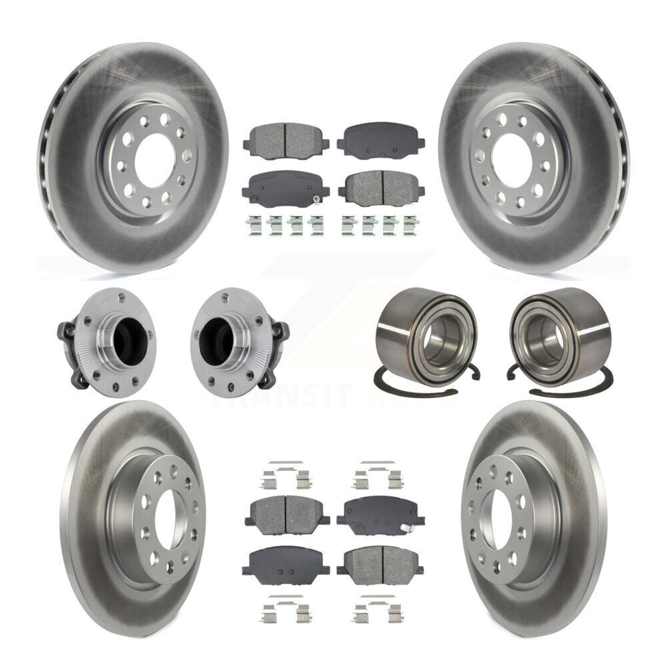 Front Rear Hub Bearing Coated Disc Brake Rotor Pad Kit (10Pc) For 2016-2018 Fiat 500X FWD KBB-130963