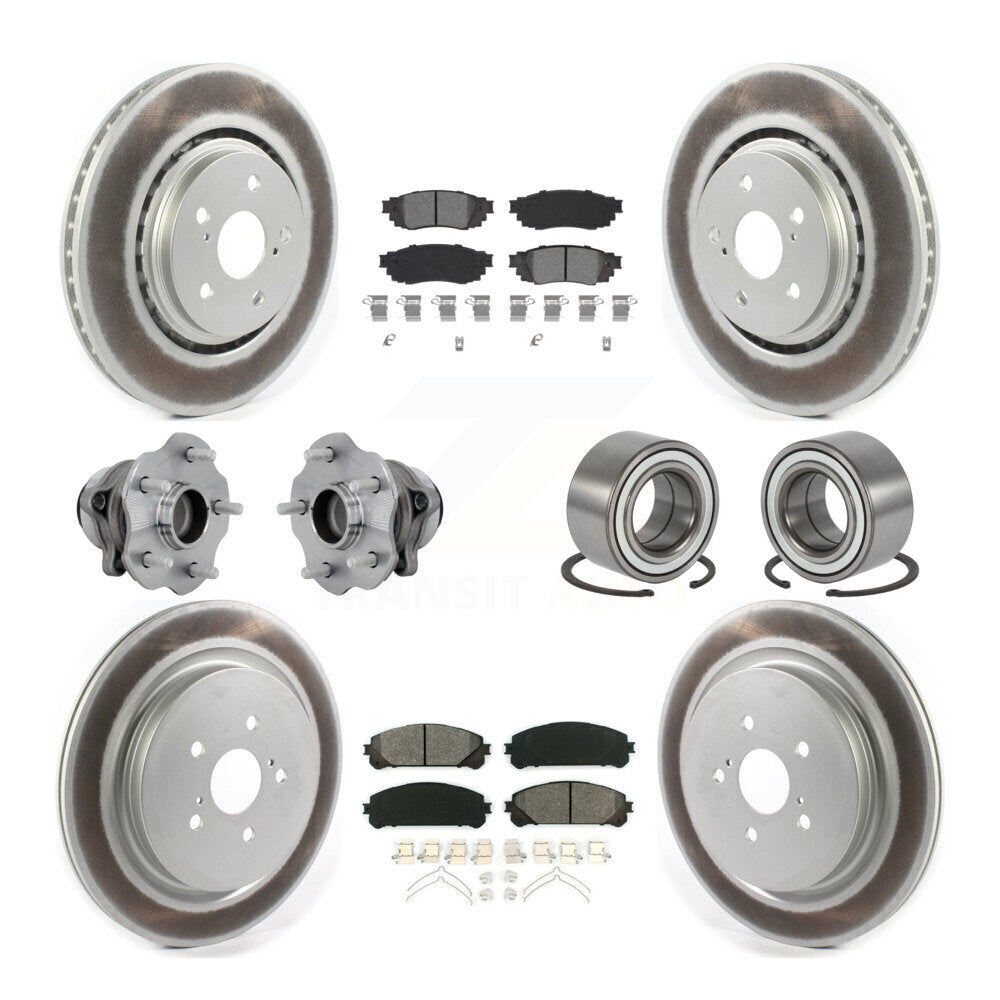 Front Rear Hub Bearing Coated Disc Brake Rotor & Pads Kit (10Pc) For 2016 Lexus RX350 FWD KBB-130966