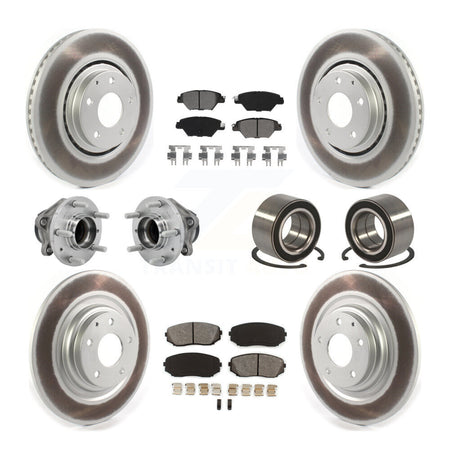 Front Rear Hub Bearing Coated Brake Rotor And Pad Kit (10Pc) For 2016-2018 Mazda CX-9 FWD KBB-130967