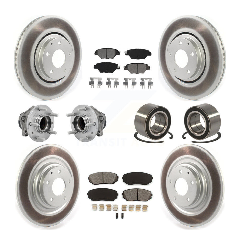Front Rear Hub Bearing Coated Brake Rotor And Pad Kit (10Pc) For 2016-2018 Mazda CX-9 FWD KBB-130967