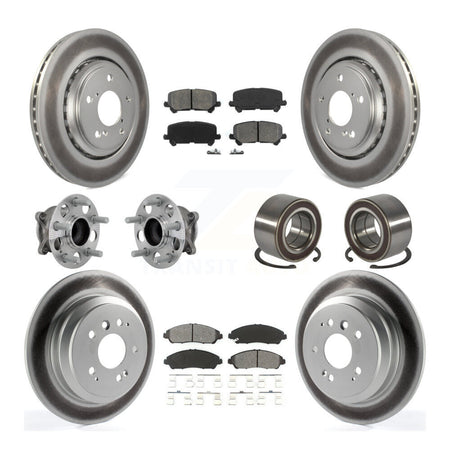 Front Rear Hub Bearing Coated Brake Rotor & Pads Kit (10Pc) For 2016-2022 Honda Pilot FWD KBB-130970