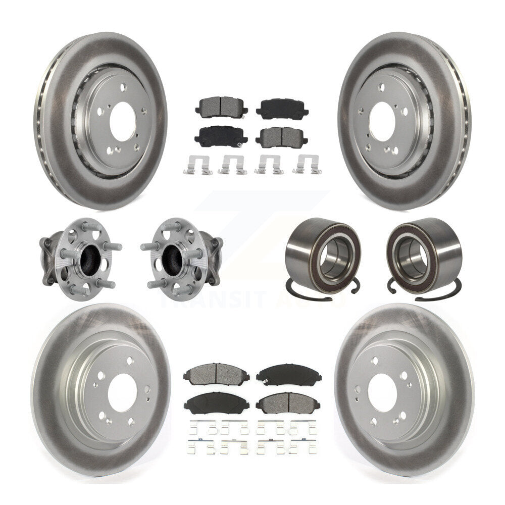 Front Rear Hub Bearing Assembly Coated Disc Brake Rotor And Pads Kit (10Pc) For Acura MDX KBB-130972