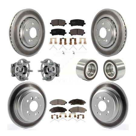 Front Rear Hub Bearing Coat Brake Rotor Pads Kit (10Pc) For 2017-2019 Honda Ridgeline AWD KBB-130974
