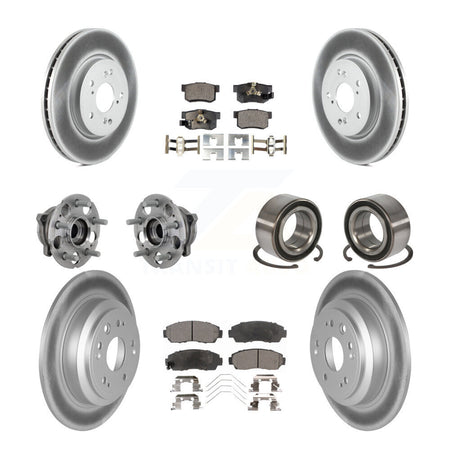 Front Rear Hub Bearing Coated Brake Rotor & Pad Kit (10Pc) For Honda Crosstour Accord AWD KBB-130975