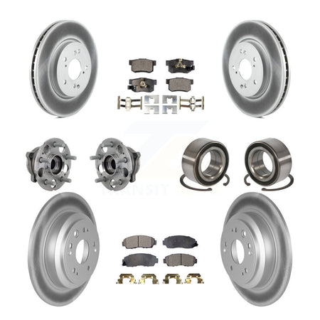 Front Rear Hub Bearing Coat Brake Rotor Pads Kit (10Pc) For 10 Honda Accord Crosstour AWD KBB-130976