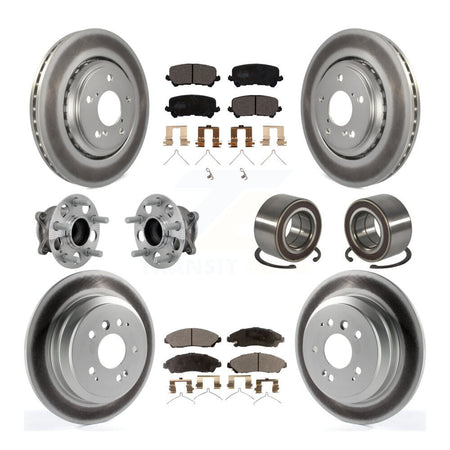Front Rear Hub Bearing Coated Brake Rotor & Pads Kit (10Pc) For 2016-2022 Honda Pilot FWD KBB-130978