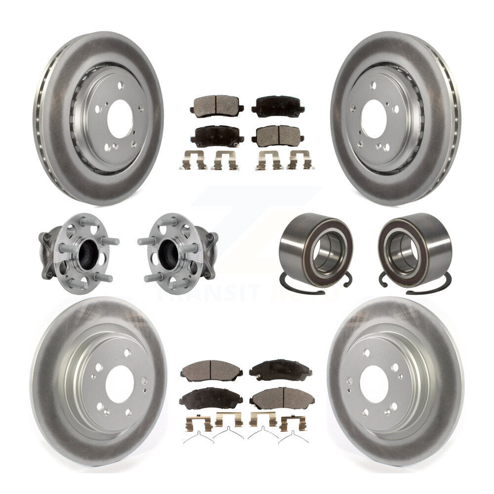 Front Rear Hub Bearing Coated Disc Brake Rotors And Ceramic Pads Kit (10Pc) For Acura MDX KBB-130979