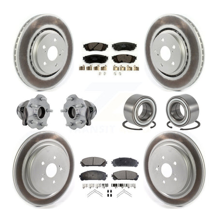 Front Rear Hub Bearing Coated Disc Brake Rotor & Pads Kit (10Pc) For 2016 Lexus RX350 FWD KBB-130981