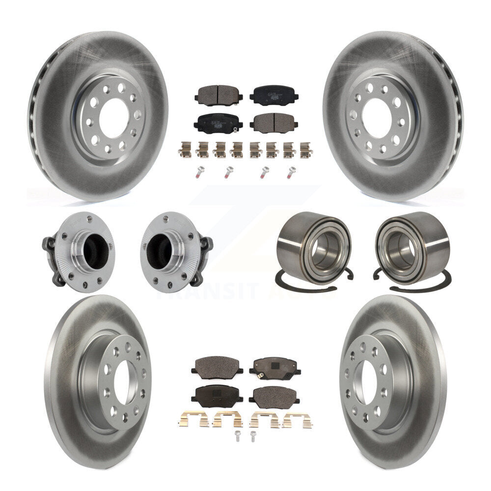 Front Rear Hub Bearing Coated Disc Brake Rotor Pad Kit (10Pc) For 2016-2018 Fiat 500X FWD KBB-130982