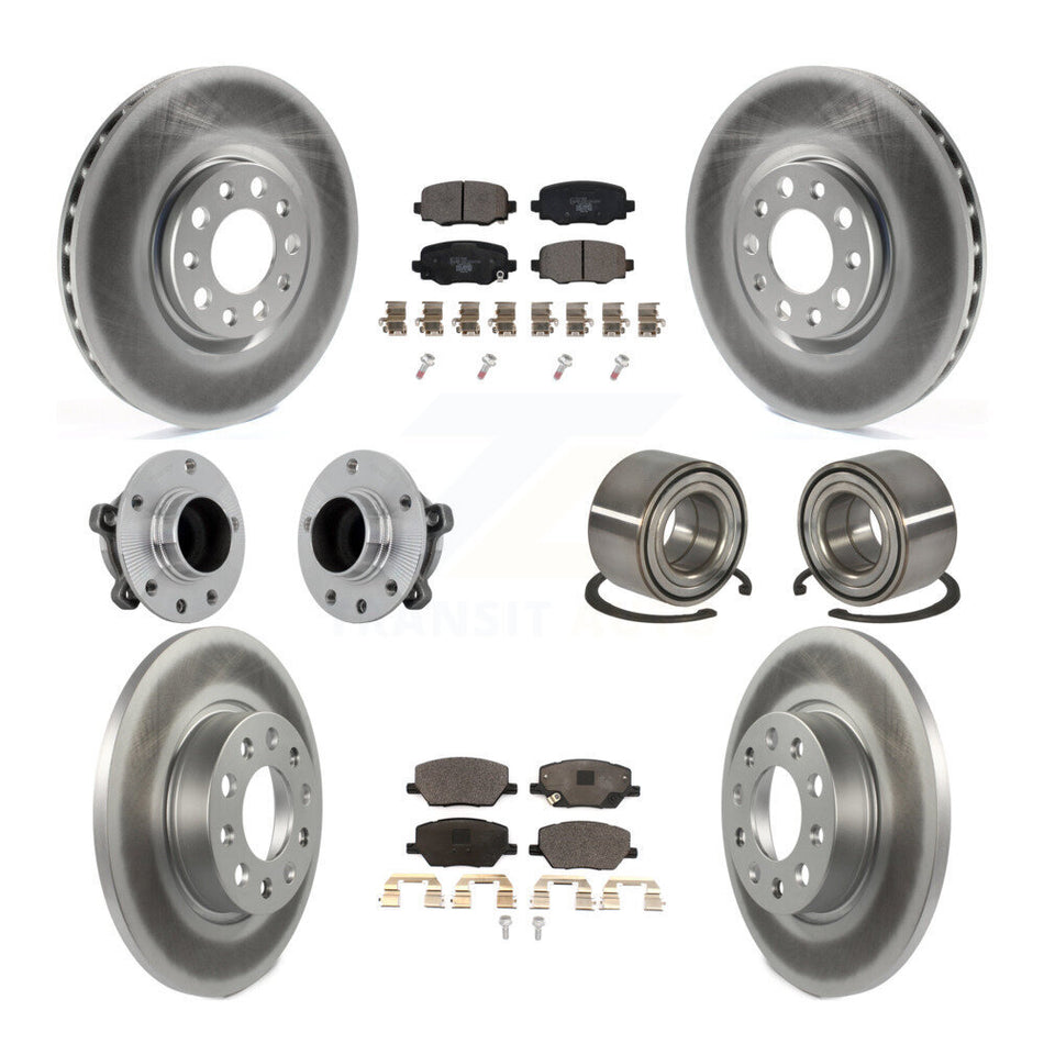 Front Rear Hub Bearing Coated Disc Brake Rotor Pad Kit (10Pc) For 2016-2018 Fiat 500X FWD KBB-130982