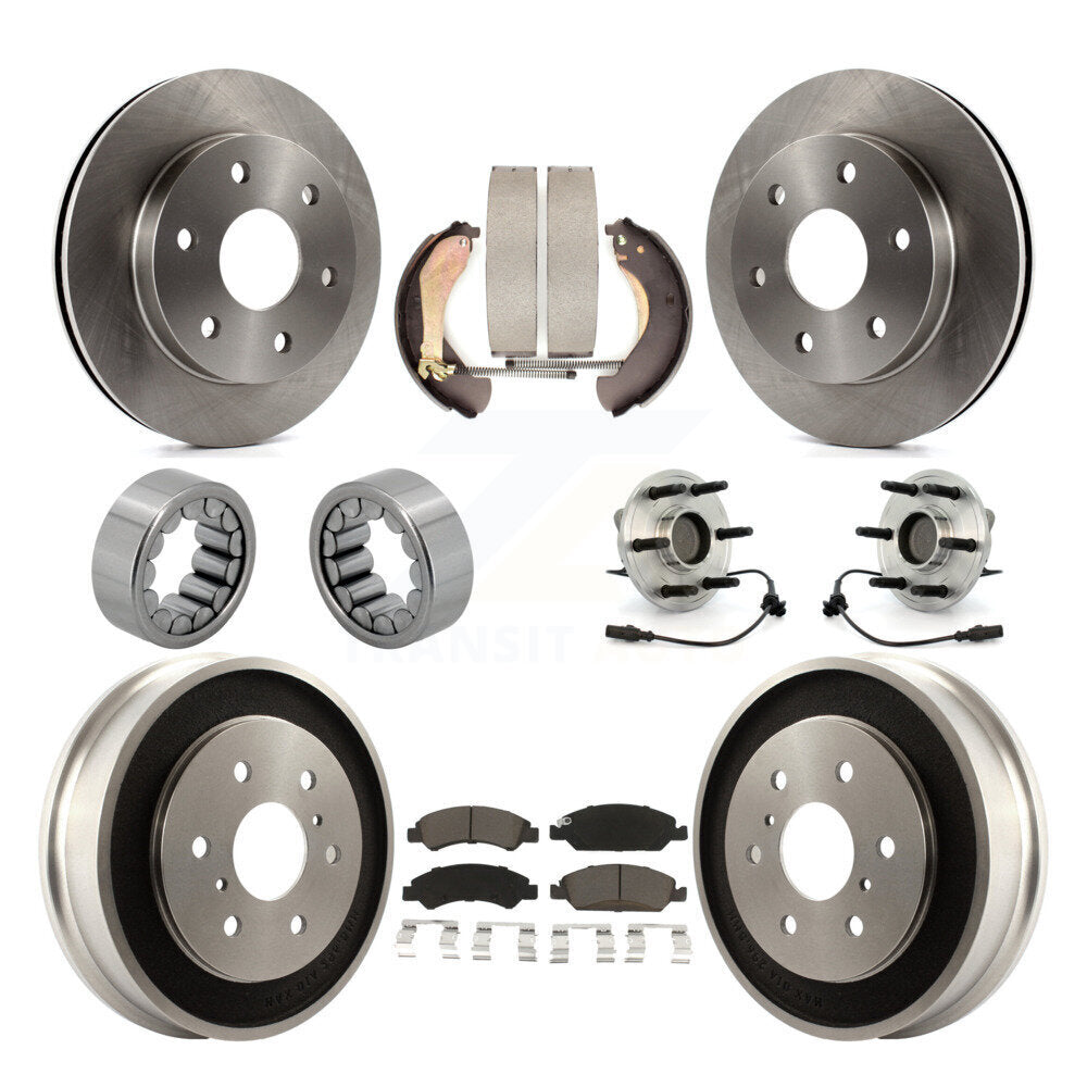 Front Rear Hub Bearings Disc Brake Rotors And Pads Shoes Kit (10Pc) For GMC Sierra 1500 KBB-130983