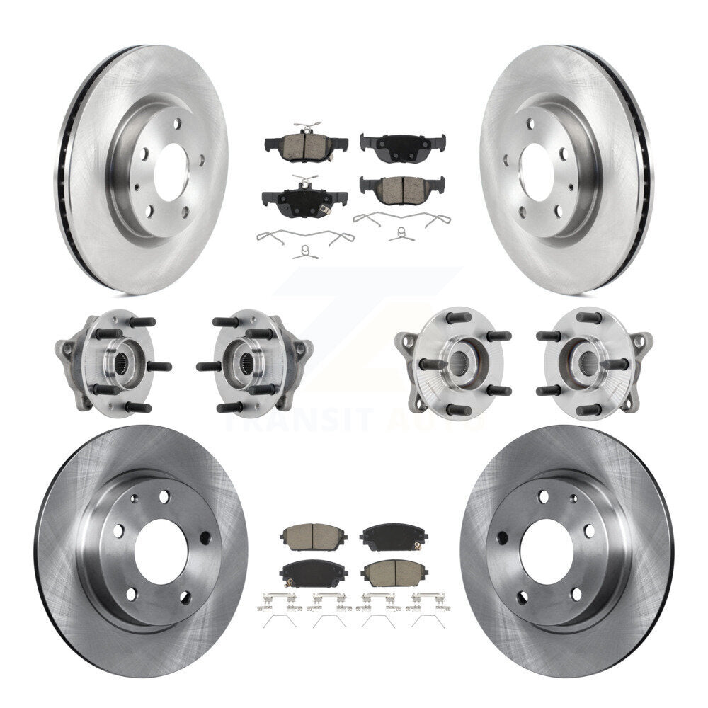 Front Rear Hub Bearings Disc Brake Rotors And Pads Kit (10Pc) For 2021-2022 Mazda 3 AWD KBB-130987