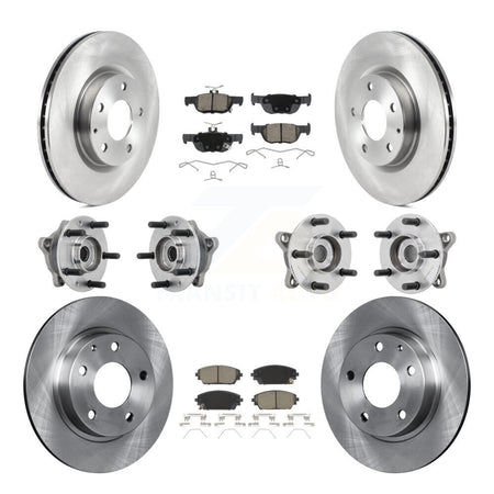 Front Rear Hub Bearings Disc Brake Rotors And Pads Kit (10Pc) For 2021-2022 Mazda 3 AWD KBB-130987