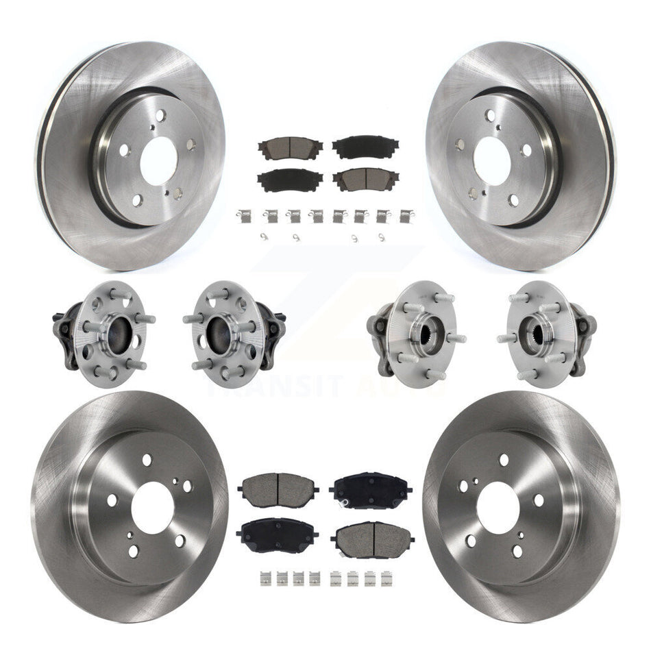 Front Rear Hub Bearings Disc Brake Rotors And Ceramic Pads Kit (10Pc) For Toyota C-HR KBB-130988