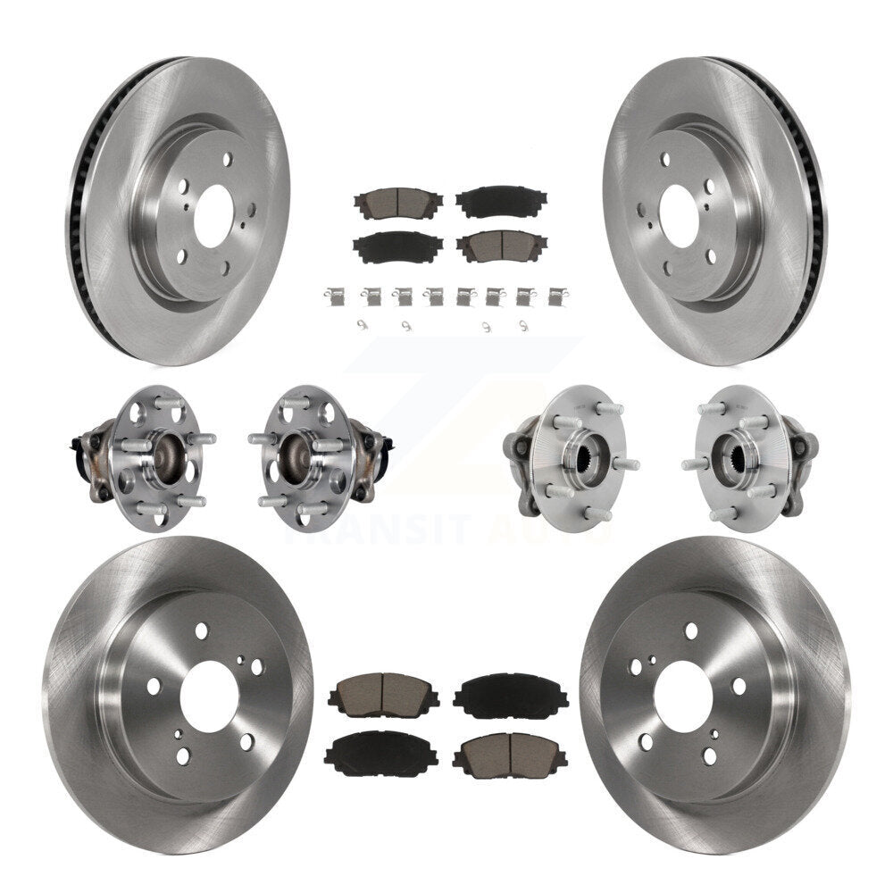 Front Rear Hub Bearings Disc Brake Rotors And Ceramic Pads Kit (10Pc) For Toyota C-HR KBB-130989
